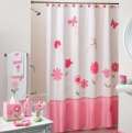 An economical fabric shower curtain.